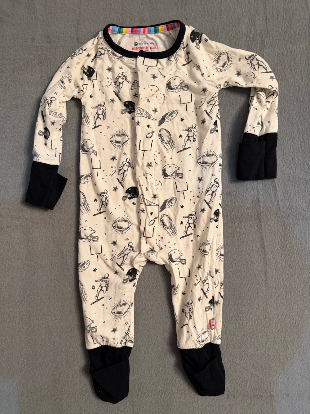 Magnetic Me Baby Boys 3-6 Months Football Footed Sleeper Pajamas